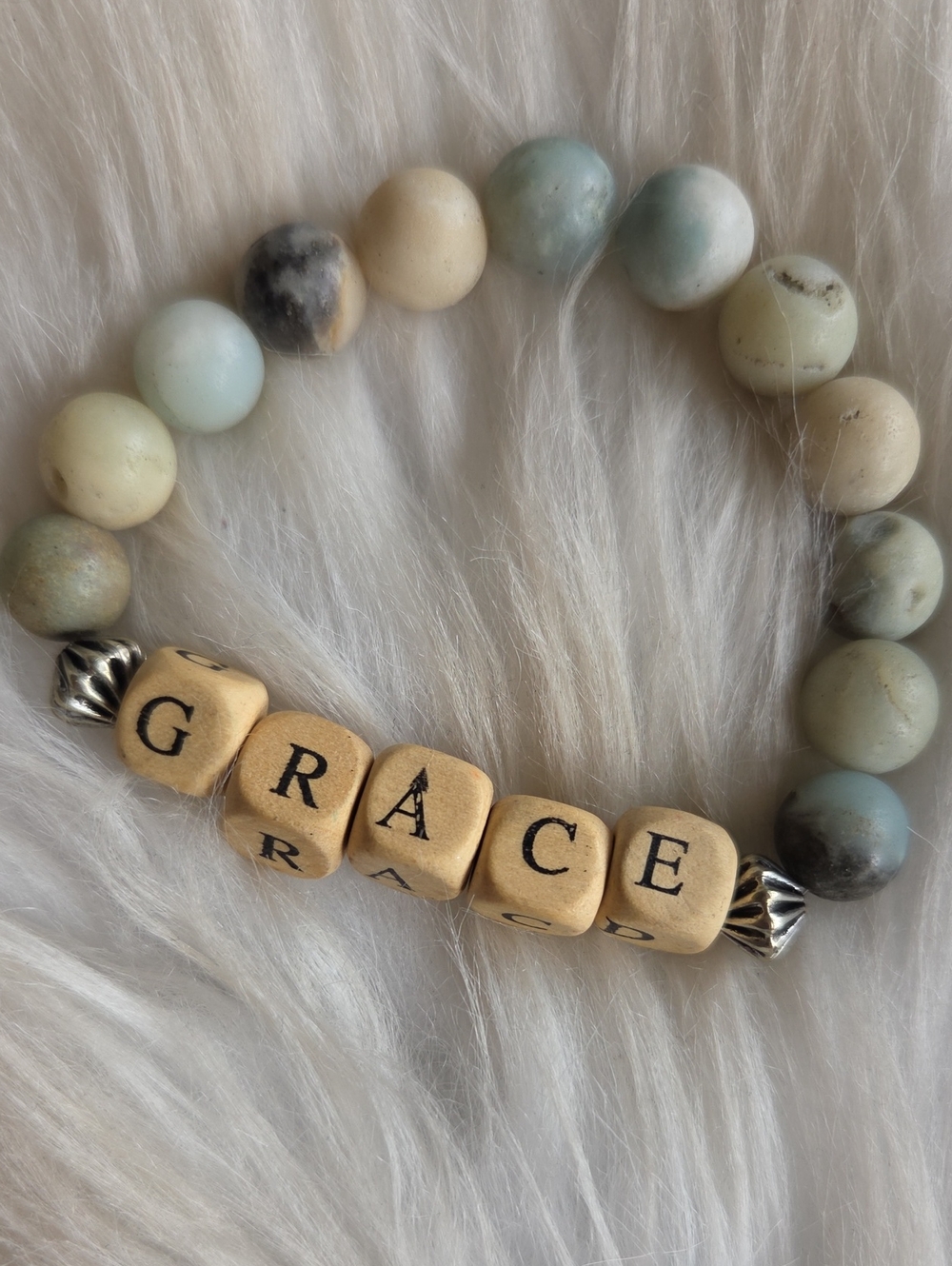 Grace Big Amazonite Stone Stretchy Bracelet - Picture 1 of 5
